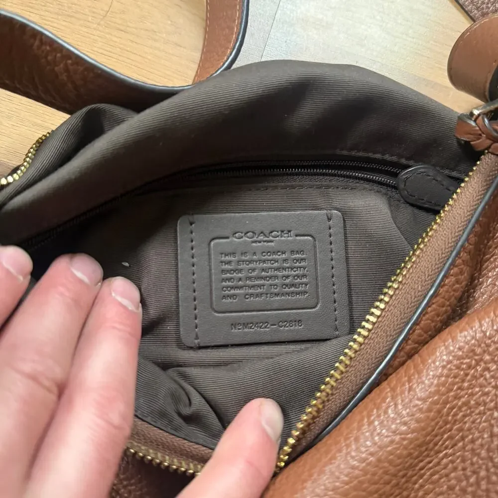 Women's Coach Brown Pebbled Leather C2818 Val Duffle Shoulder Bag Medium Purse - Picture 4 of 6